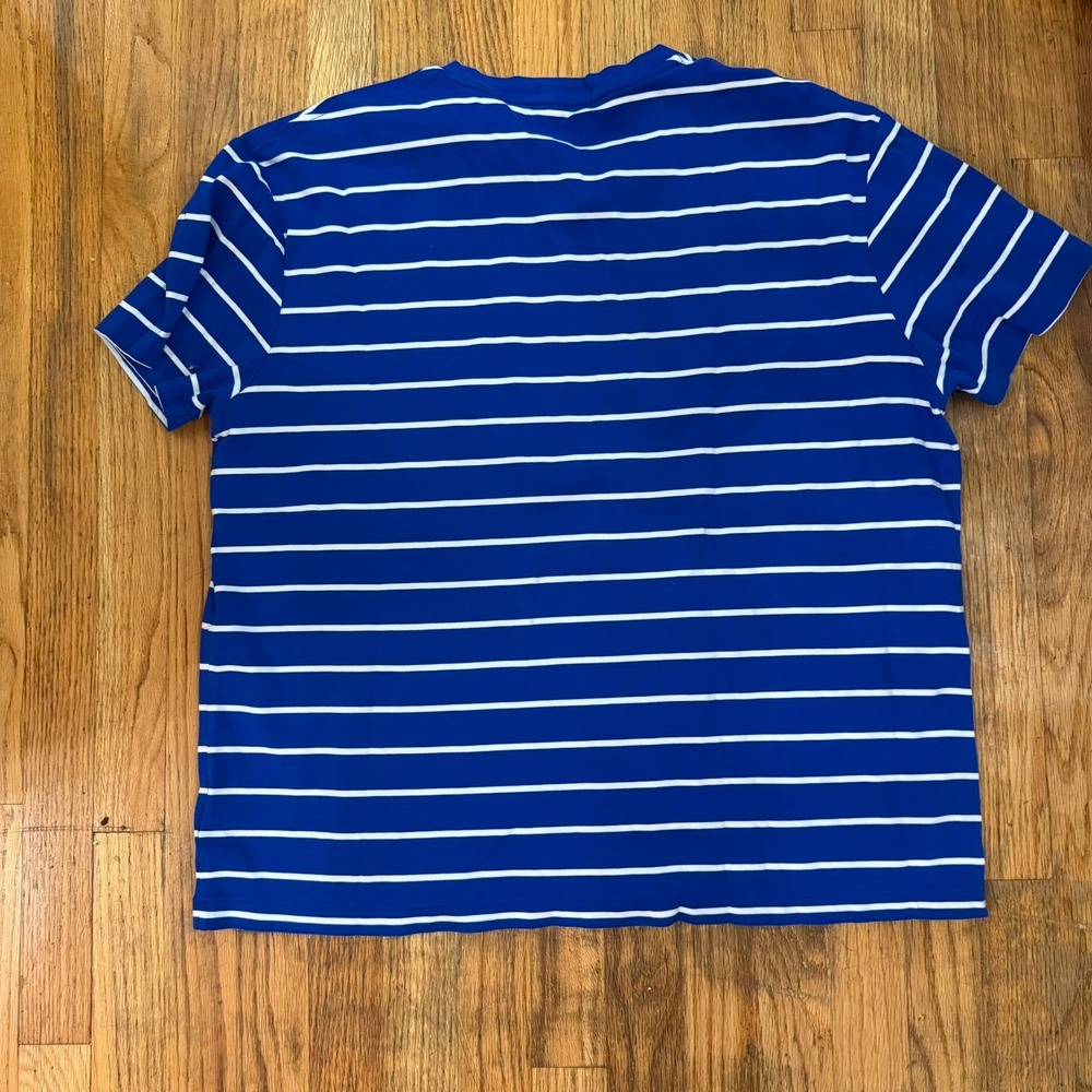Polo Ralph Lauren Shirt Mens XL Blue White Striped Crew Neck Short Sleeve Tee - Picture 10 of 12